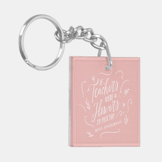 Leraar moderne typografie elegant script bloemen k sleutelhanger (Voorkant Links)