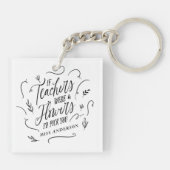 Leraar moderne typografie elegant script bloemen sleutelhanger (Achterkant)