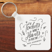 Leraar moderne typografie elegante scriptbloemen sleutelhanger (Voorkant)
