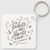 Leraar moderne typografie elegante scriptbloemen sleutelhanger (Achterkant)