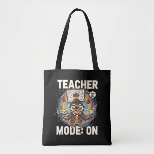 Leraar Modus: AAN – Grappige Uil Leraar Ontwerp Tote Bag (Voorkant)