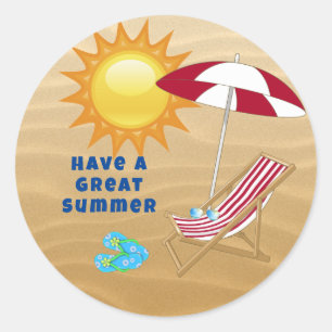 Leraar/Moeder Zand Zomer Zon Strandstoel Parasol Ronde Sticker