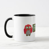 Leraar Mok - Zwarte Chevron Red Owl op Chalkboard (Links)