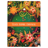 Leraar Monogram Naam Bloemenschool Info Klembord (Achterkant)