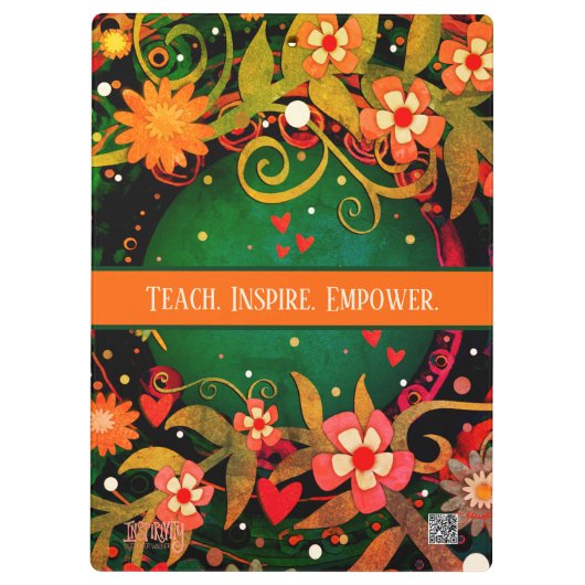 Leraar Monogram Naam Bloemenschool Info Klembord (Achterkant)