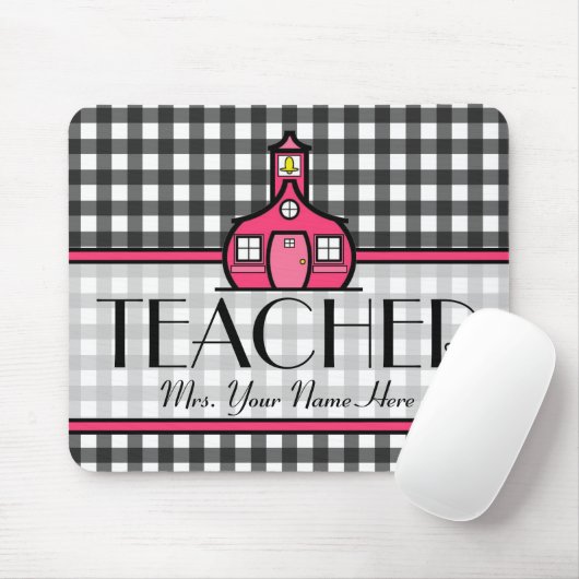 Leraar Mousepad - Charcoal Gray Gingham Muismat (Met muis)