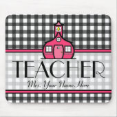 Leraar Mousepad - Charcoal Gray Gingham Muismat (Voorkant)