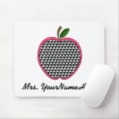 Leraar Mousepad-Houndstooth Apple met roze trim Muismat (Met muis)