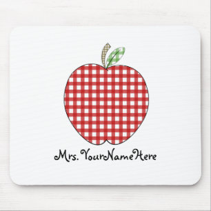 Leraar Mousepad - Red Gingham Apple Muismat