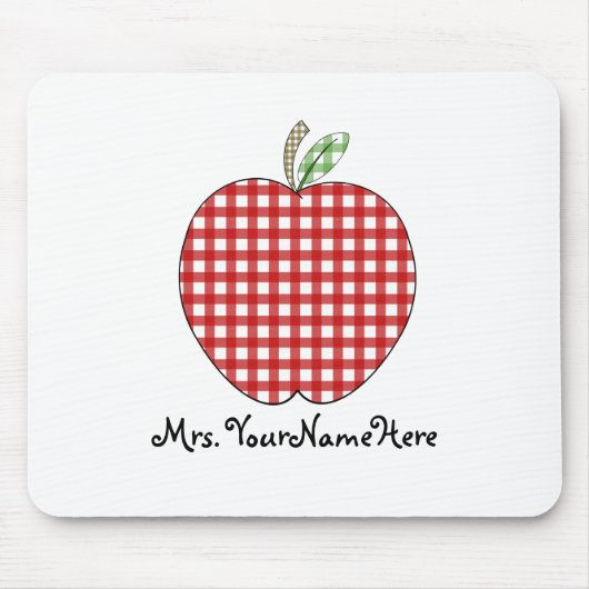 Leraar Mousepad - Red Gingham Apple Muismat (Voorkant)