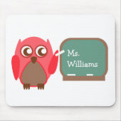 Leraar Mousepad - Rode Uil bij Bord Muismat (Voorkant)