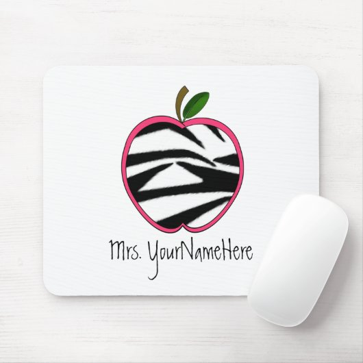 Leraar Mousepad - Zebra Print Apple Muismat (Met muis)
