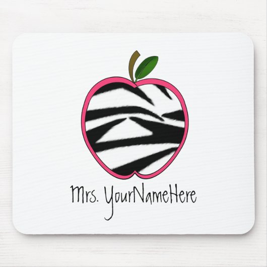Leraar Mousepad - Zebra Print Apple Muismat (Voorkant)