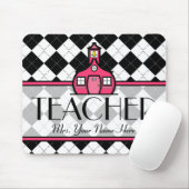 Leraar Mousepad - Zwarte en Witte Argyle Muismat (Met muis)