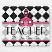 Leraar Mousepad - Zwarte en Witte Argyle Muismat (Voorkant)