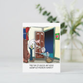 Leraar na de eerste schooldag briefkaart (Staand voorkant)