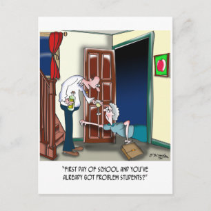 Leraar na de eerste schooldag briefkaart