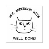 Leraar Naam Aanmoediging Fun Cartoon Cat Zelfinktende Stempel (Design)