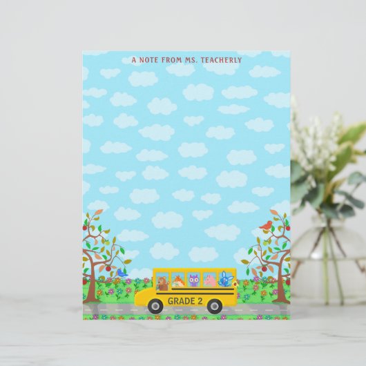 Leraar Naam Classroom Cute Animals op schoolbus (Staand voorkant)