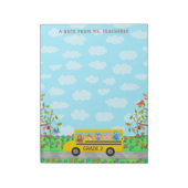 Leraar Naam Classroom Cute Animals op schoolbus Notitieblok (Linkerzijde)