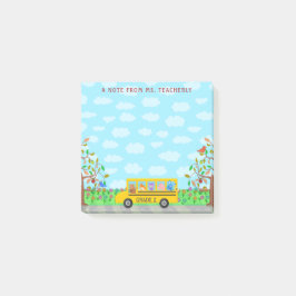Leraar Naam Classroom Cute Animals op schoolbus Post-it® Notes