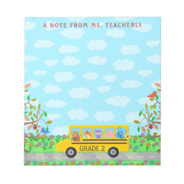 Leraar Naam Cute Classroom Dieren op schoolbus Notitieblok