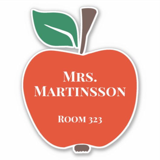 Leraar Naam Kamer Rood Groen Apple Sticker (Voorkant)