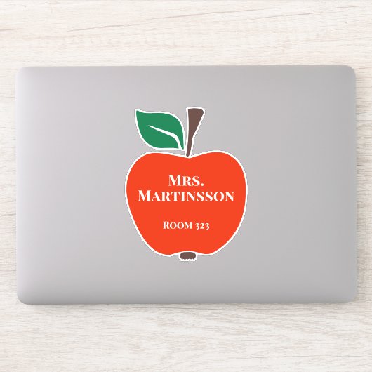 Leraar naam kamernummer Rood Groen Appel Sticker (Computer)