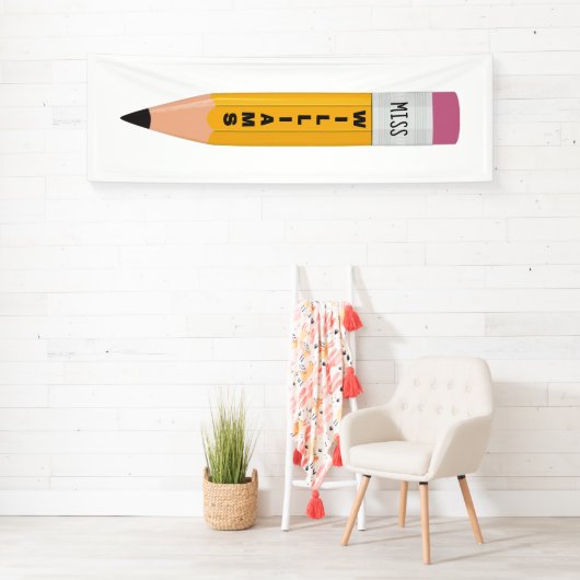 Leraar Naam Potlood Classroom Banner (Insitu)