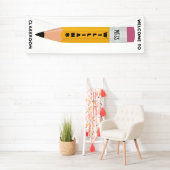 Leraar Naam Potlood Classroom Welkomstbanner Spandoek (Insitu)