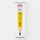 Leraar Naam Potlood Classroom Welkomstbanner Spandoek (Verticaal)