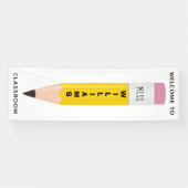 Leraar Naam Potlood Classroom Welkomstbanner Spandoek (Horizontaal)