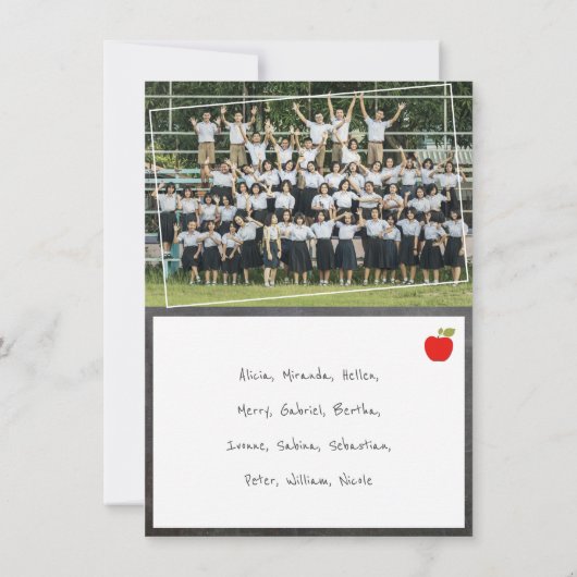 Leraar naam Rode Apple Blackboard Foto Dank je Bedankkaart (Achterkant)