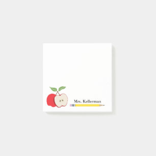 Leraar Naam Rood Apple Geel Potlood School 3 x 3 Post-it® Notes