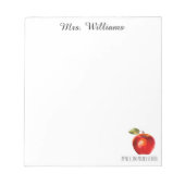 Leraar Naam School Waterverf Red Apple Notitieblok (Voorkant)