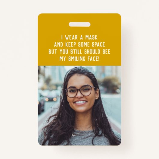 Leraar naambordje met foto - geel badge (Voorkant)