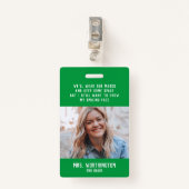 Leraar naambordje met foto groen badge (Voorkant met clip)