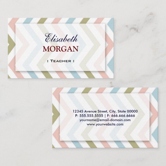 Leraar - Natural Graceful Chevron Visitekaartje (Voorkant / Achterkant)