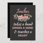 Leraar neemt hand in hand bedankkaart (Voorkant / Achterkant)