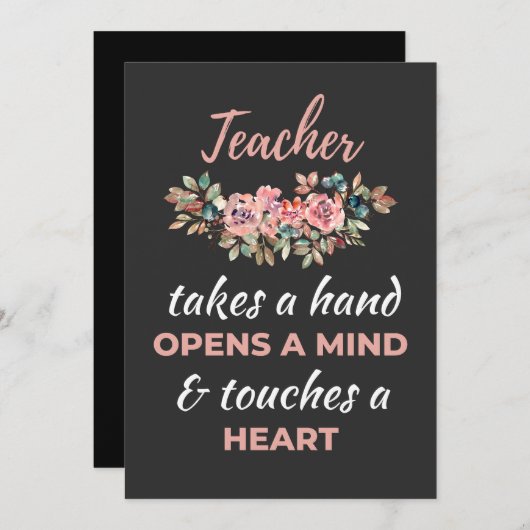 Leraar neemt hand in hand bedankkaart (Voorkant / Achterkant)