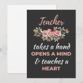 Leraar neemt hand in hand feestdagenkaart (Voorkant / Achterkant)