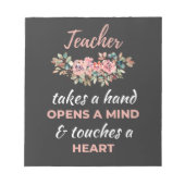 Leraar neemt hand in hand notitieblok (Voorkant)