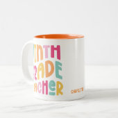 Leraar Negende Klas Kleurrijke Tekst  Tweekleurige Koffiemok (Voorkant links)