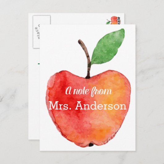 Leraar Note Kaart, Apple Briefpapier, Leraar Gift Briefkaart (Voorkant / Achterkant)