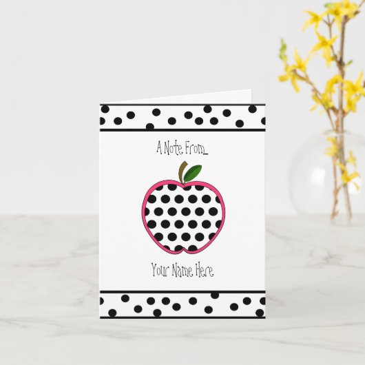 Leraar Notecard - Stip Apple Kaart (Gele Bloem)