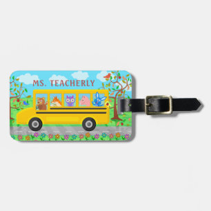 Leraar of bus driver Cute Animals   Aangepaste naa Bagagelabel