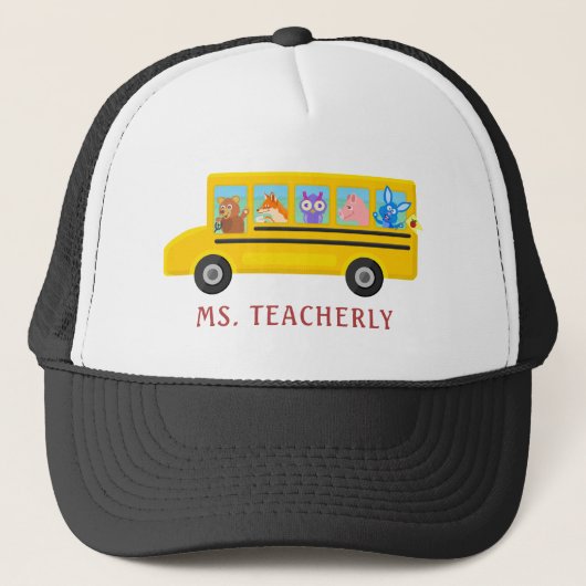 Leraar of bus driver Cute Animals | Gepersonalisee Trucker Pet (Voorkant)