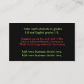 Leraar of privé-leraar die Apple kan aanleren Visitekaartje (Achterkant)