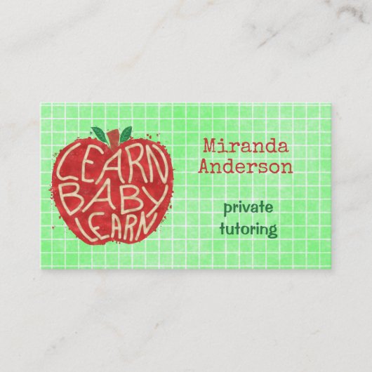 Leraar of Privé Toner Leer Baby Apple en Net Visitekaartje (Voorkant)