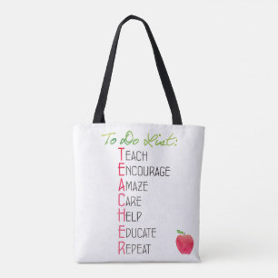 Leraar om de Typografie van de Waterverf van Apple Tote Bag